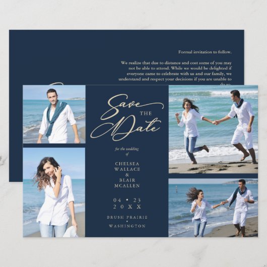 Goedkoop marinetrendy Collage Wedding 4 Foto's (Voorkant / Achterkant)