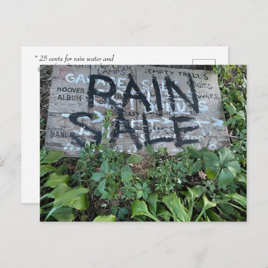 Goedkoop regenwater briefkaart (Voorkant / Achterkant)