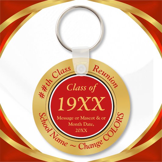 Goedkoop rood en goud, klasse reünie partij gunste sleutelhanger