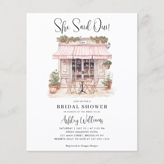 Goedkoop zei ze Oui Paris Theme Cafe Vrijgezellenf Flyer (Voorkant)