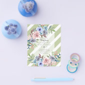 GOEDKOOPSTE Roze Blauwe Bloemen Trouw Uitnodiging Flyer (Enkel)