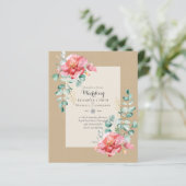 GOEDKOOPSTE Roze bloemen Eucalyptus TROUW Uitnodig (Staand voorkant)