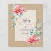 GOEDKOOPSTE Roze bloemen Eucalyptus TROUW Uitnodig (Voorkant)