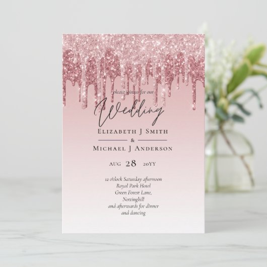 GOEDKOOPSTE Roze Glitter Roze Goud Bruiloft (Staand voorkant)