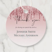 GOEDKOOPSTE Roze Glitter Roze Gouden Bruiloft Bedankjes Labels (Voorkant)