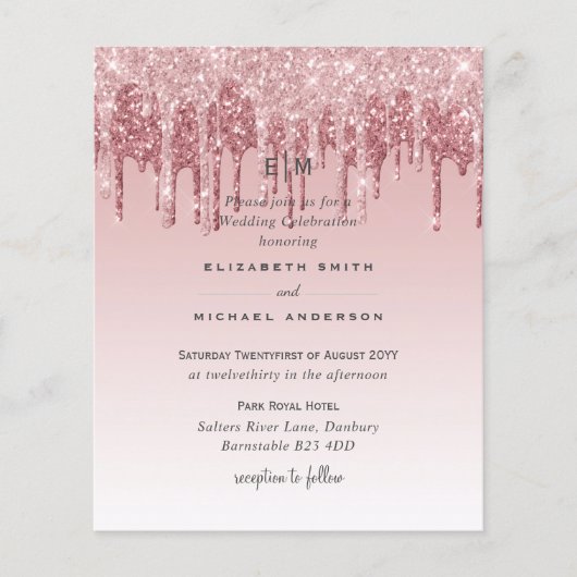 GOEDKOOPSTE Roze Goud Roze Glitter Bruiloft (Voorkant)