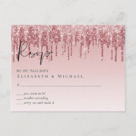 GOEDKOOPSTE Roze Goud Roze Glitter Bruiloft Briefkaart