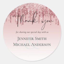 GOEDKOOPSTE Roze Goud Roze Glitter Bruiloft Ronde Sticker