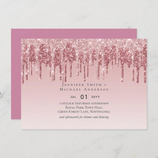 GOEDKOOPSTE Roze Gouden Roze Glitter Bruiloft (Voorkant / Achterkant)