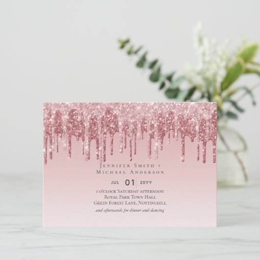 GOEDKOOPSTE Roze Gouden Roze Glitter Bruiloft (Staand voorkant)