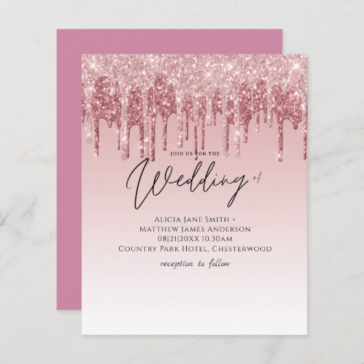 GOEDKOOPSTE Roze Gouden Roze Glitter Bruiloft (Voorkant / Achterkant)