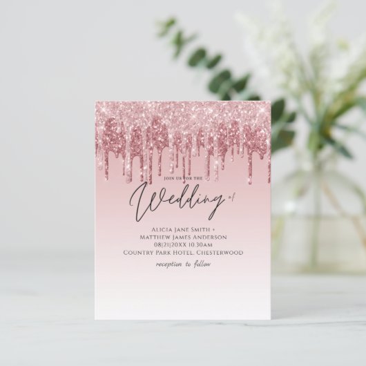 GOEDKOOPSTE Roze Gouden Roze Glitter Bruiloft (Staand voorkant)