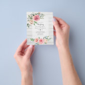 GOEDKOOPSTE Roze Rozen Bloemige Trouw Uitnodiginge Flyer (Hand)