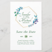 GOEDKOOPSTE Save The Dates Turquoise Blauw Bloemen (Voorkant)