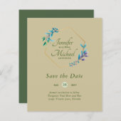 GOEDKOOPSTE Save The Dates Turquoise Blauw Bloemen (Voorkant / Achterkant)