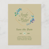 GOEDKOOPSTE Save The Dates Turquoise Blauw Bloemen (Voorkant)