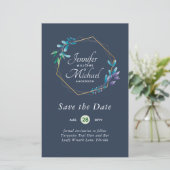 GOEDKOOPSTE Save The Dates Turquoise Blauw Bloemen (Staand voorkant)