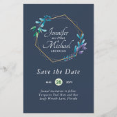 GOEDKOOPSTE Save The Dates Turquoise Blauw Bloemen (Voorkant)