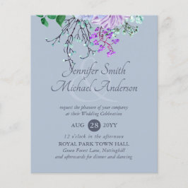 GOEDKOOPSTE Stofblauwe Paarse Bloemige Trouw- Flyer
