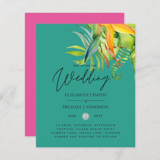 Goedkoopste Tropische Bladeren Trouwfeest Luau Ont (Voorkant / Achterkant)