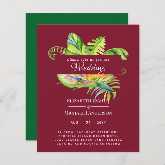 Goedkoopste Tropische Bladeren Trouwfeest Luau Ont (Voorkant / Achterkant)