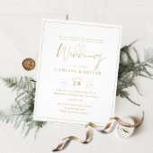 Goedkoopste Trouw Uitnodigingen Klassiek Wit Goud Flyer