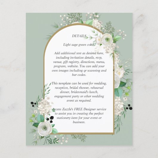 Goedkoopste witte rozen trouwkaarten met boog flyer (Achterkant)