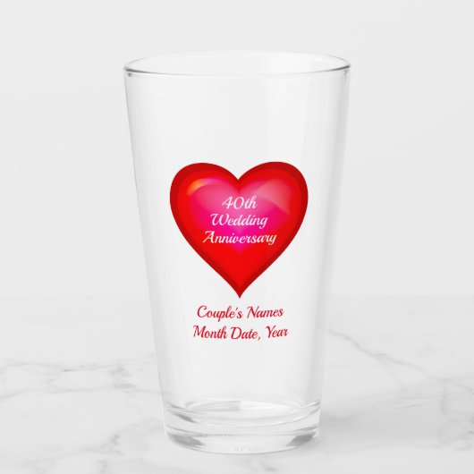 Goedkope 40ste bruiloft Jubileum Cadeaus voor kopp Glas (Voorkant)