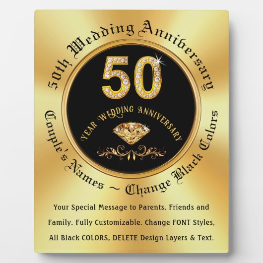 Goedkope 50e huwelijksverjaardag geschenken, Aange Fotoplaat (Voorkant)