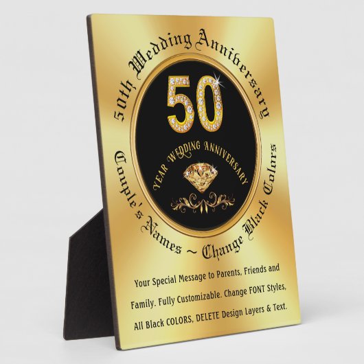 Goedkope 50e huwelijksverjaardag geschenken, Aange Fotoplaat (Zijkant)