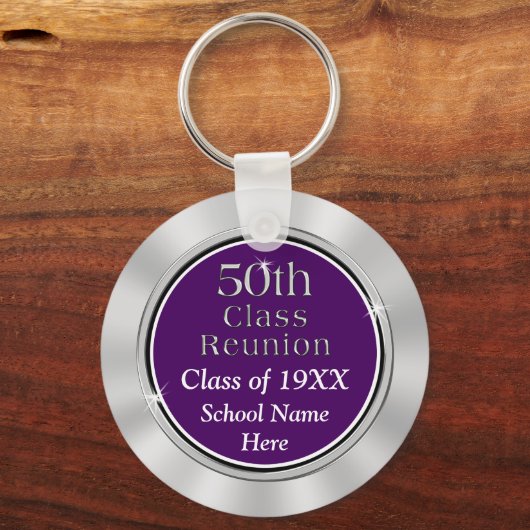 Goedkope 50e klas reünie, Jouw tekst en kleur Sleutelhanger (Achterkant)