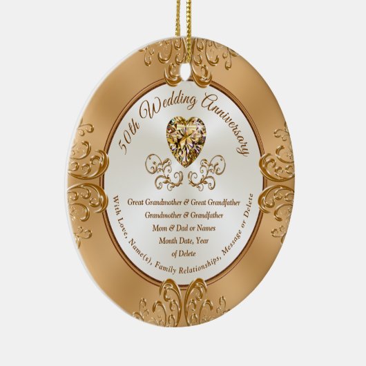 Goedkope 50e weddenschap Jubileum Gifts, 50e Keramisch Ornament (Rechts)