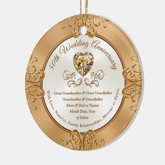 Goedkope 50e weddenschap Jubileum Gifts, 50e Keramisch Ornament (Links)