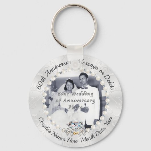 Goedkope, 60ste Wedding Jubileum Party Favors Sleutelhanger (Voorkant)