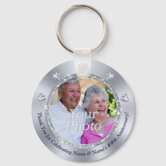 Goedkope, 60ste Wedding Jubileum Party Favors Sleutelhanger (Voorkant)