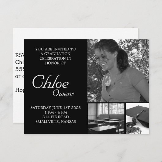 Goedkope Afstuderen uitnodigingen (Voorkant / Achterkant)