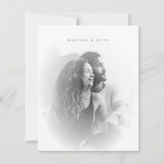 Goedkope B&W-minimalistische fotobruiloft (Achterkant)