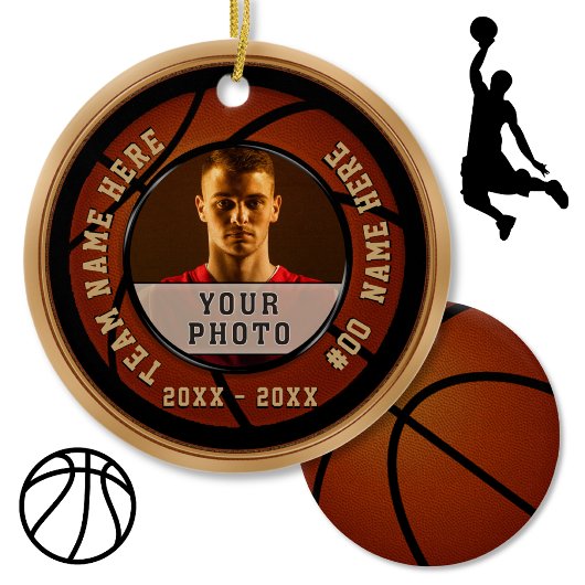 Goedkope Basketbal cadeau-ideeën, uw FOTO en TEKST Keramisch Ornament