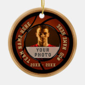Goedkope Basketbal cadeau-ideeën, uw FOTO en TEKST Keramisch Ornament (Voorkant)