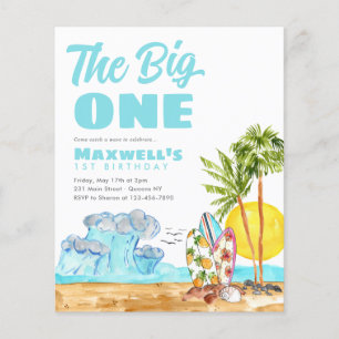 Goedkope Big One Tropical Beach 1e surfverjaardag Flyer