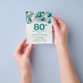 Goedkope Blauwgroen Zilveren Ballon Glitter 80ste  Flyer (Hand)