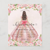 Goedkope Bloemen Blush Roze Goud Prinses Quinceane Flyer (Voorkant)