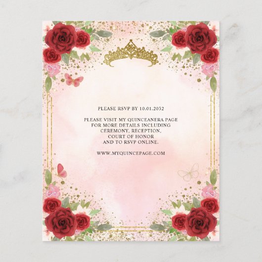 Goedkope Bloemen Bourgondië roze goud tiara quince Flyer (Achterkant)