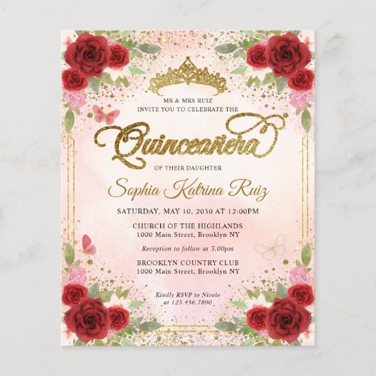 Goedkope Bloemen Bourgondië roze goud tiara quince Flyer (Voorkant)