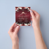 Goedkope Bloemen Bourgondische rode jurk jurk quin Flyer (Hand)