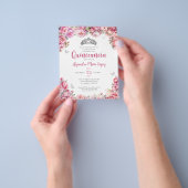 Goedkope Bloemen Roze Zilveren Glitter Tiara Quinc Flyer (Hand)