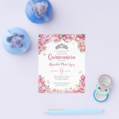 Goedkope Bloemen Roze Zilveren Glitter Tiara Quinc Flyer (Enkel)