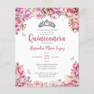 Goedkope Bloemen Roze Zilveren Glitter Tiara Quinc Flyer