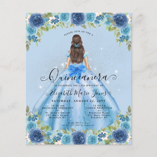 Goedkope Bloemen Stoffig Blauw Grijs Prinses Quinc Flyer (Voorkant)