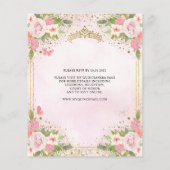 Goedkope bloemenblush roze goud tiara quinceañera flyer (Achterkant)